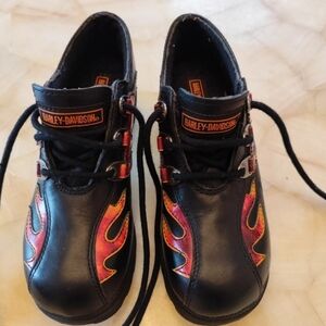 Chunky Harley Davidson Shoes 90s Vntage Blackleather Size 5 1/2 For Kids"Girls"
